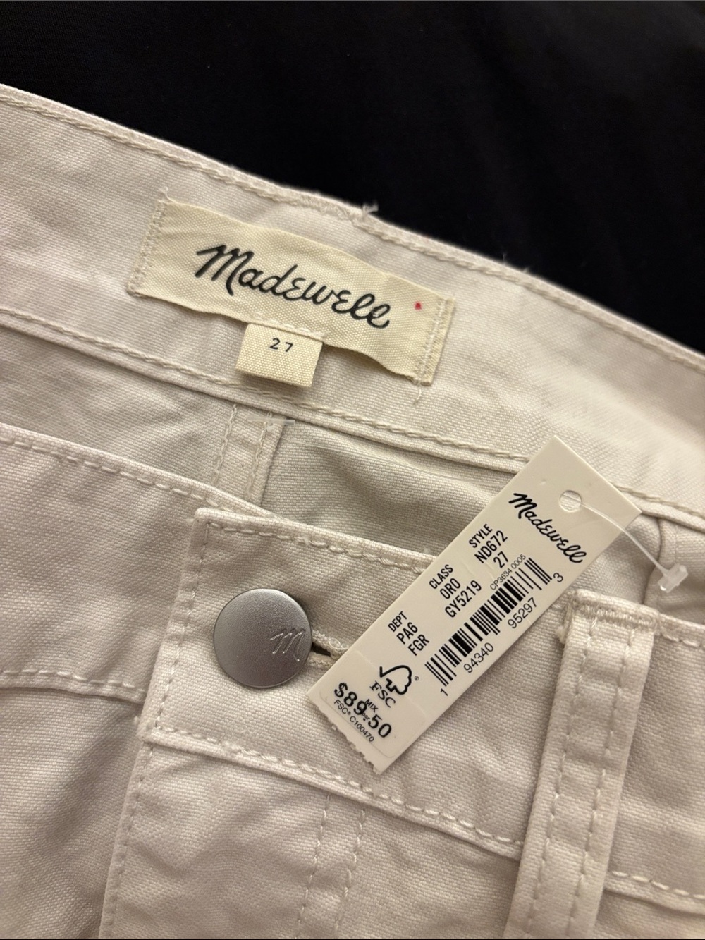 Madewell 100% Cotton Cream High-Rise Shorts - Picture 4 of 5